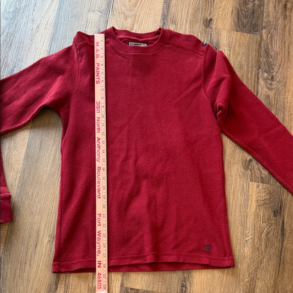Abercrombie & Fitch muscle Y2K Red Long Sleeve Crewneck waffle knit size S - Picture 8 of 9
